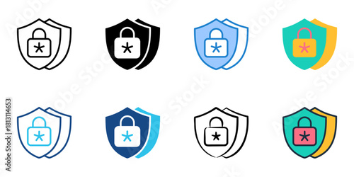 Two factor authentication icon set multiple style collection 
