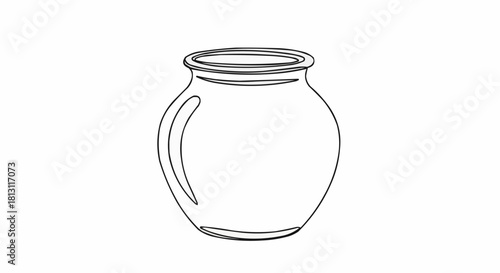 Simple Line Drawing of a Classic Ceramic Vase with Handle.