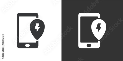 Charging Station Finder App icon. Solid glyph series icon