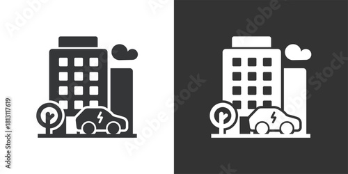 Green City icon. Solid glyph series icon