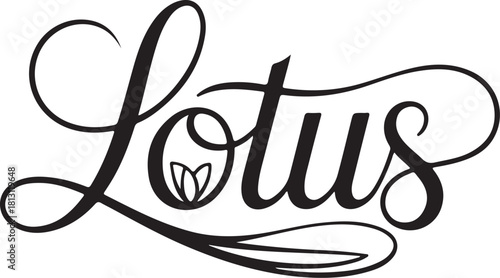 Lotus script typography with floral detail