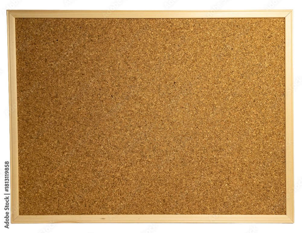 Fototapeta premium Empty cork notice board with a wood frame on a transparent background
