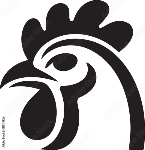 Stylized rooster head logo