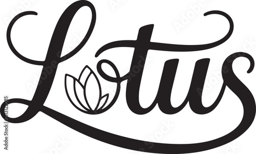 Lotus script wordmark with floral 'o'