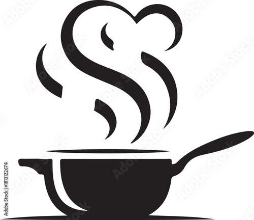 Cooking pot with rising steam