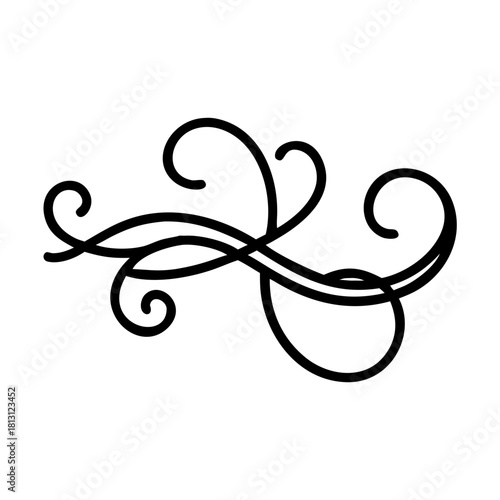 Black decorative flourish or scrollwork element isolated on