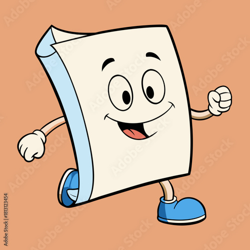 Cartoon illustration of a happy piece of paper character running