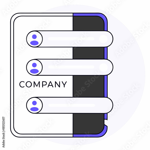 Illustration of a company contact list or user management interface icon