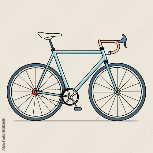 Light blue fixed gear bicycle illustration with drop handlebars