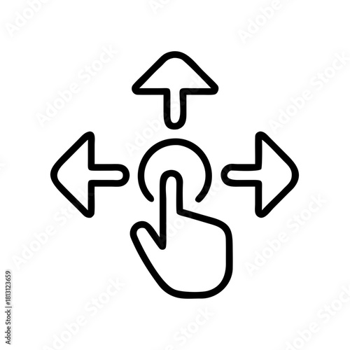 Line icon representing a hand gesture for dragging and moving object