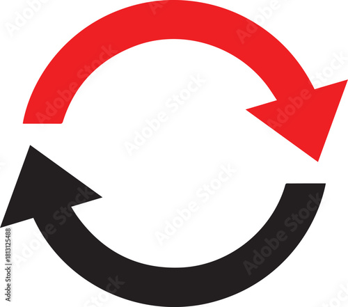 Circular Flow: An artistic depiction of two arrows forming a continuous loop, symbolizing cyclical processes and ongoing motion.