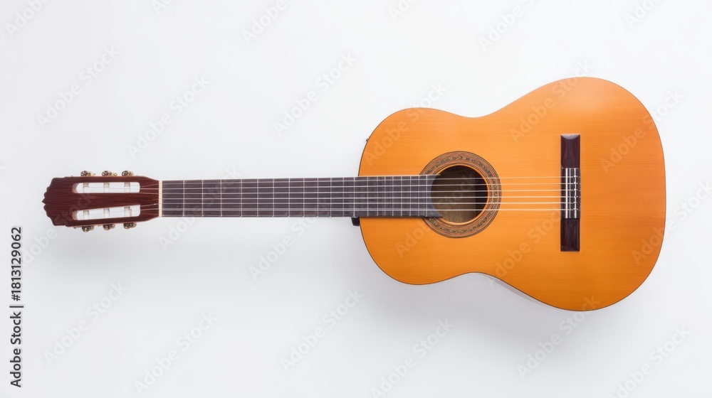 Obraz premium chords. An acoustic guitar displayed on a clean white background under professional studio lighting. tutorial guides, club newsletters, designed for tourism and weekend activity guides. 