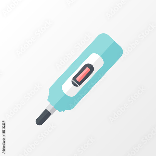 Simple Flat Design Vector Icon of a Digital Medical Thermometer