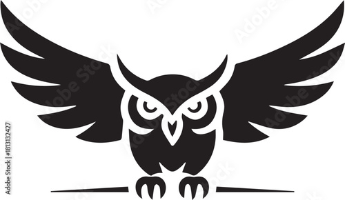 Stylized owl logo with spread wings