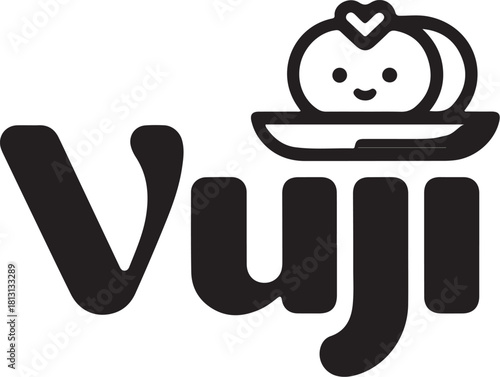Vuji logo with cute fruit icon