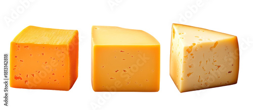 Obraz  z motywem Three wedges of cheese isolated on transparent background