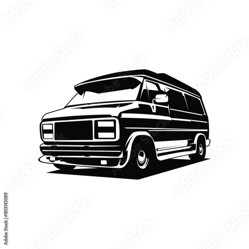 A-Team Van isolated vector design. Perfect premium vector design. Isolated on white background, front view. Best for logo, badge, emblem, icon, sticker design. Available in eps 10.
