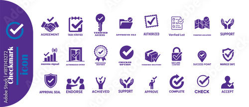 Checkmark icon set isolated on white background for web design, mobile app, and user interface