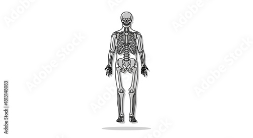 Anatomy of the Human Skeleton Detailed Illustration for Educational and Medical Purposes