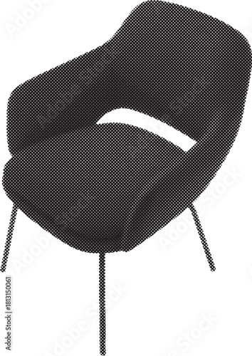 Halftone Black Swivel Chair Isolated on White