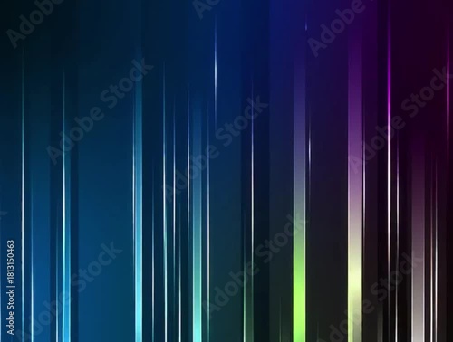 Abstract background of dynamic vertical glowing colored lines in blue, green, and purple, creating a futuristic digital equalizer effect.