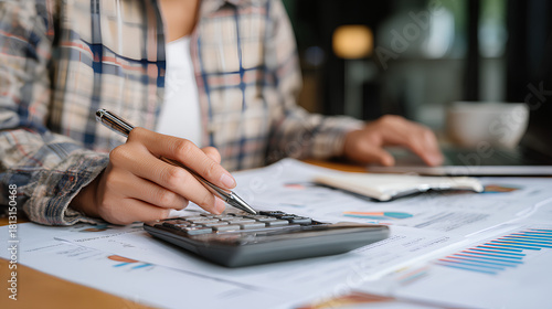 Expert woman asian female people review data number costing managerial account prepare monthly actual cost variance report income tax at audit office. ESG budget control ERP process service project.