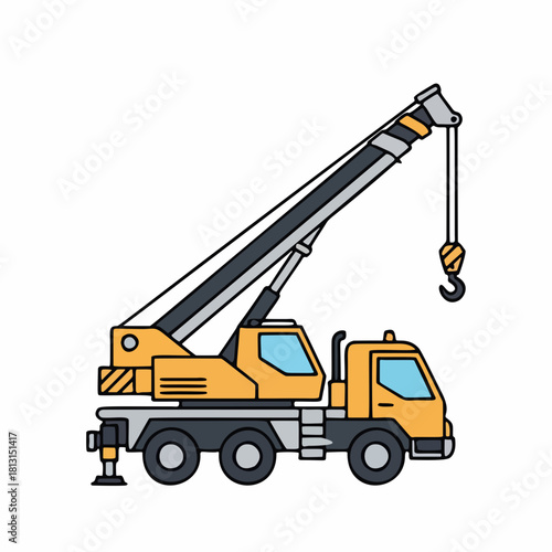 Mobile Crane Truck Vector Illustration