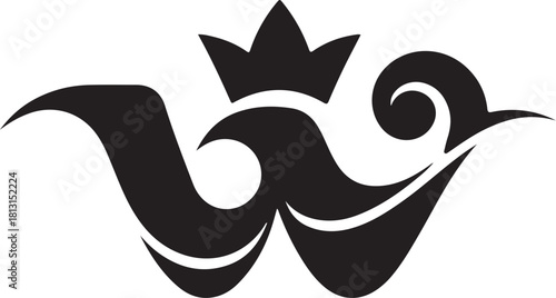 Stylized w letter with crown logo