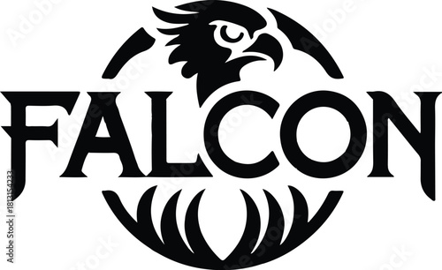 Falcon head logo with text