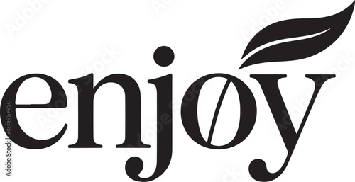 Enjoy wordmark with leaf icon logo