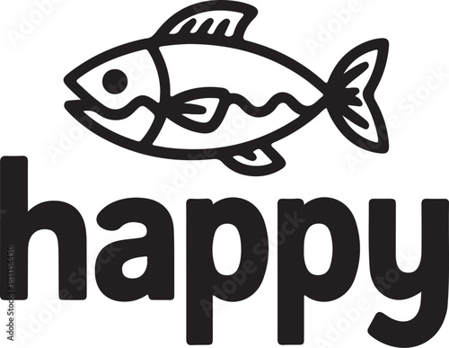 Happy fish outline design