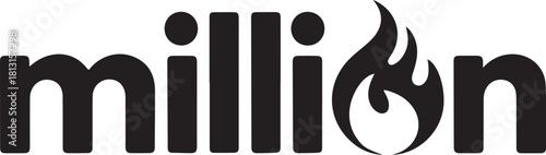 Million text logo with flame icon