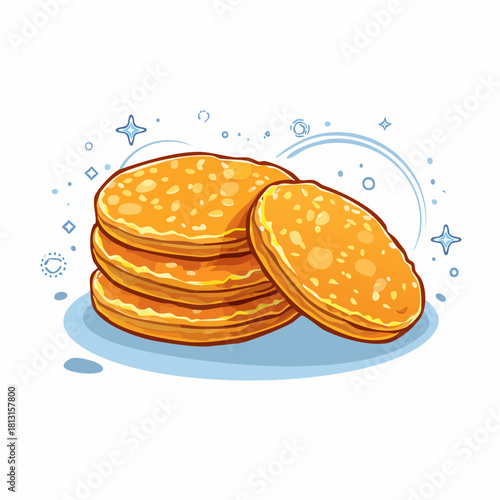Delicious Stack of Crispy Hash Browns Freshly Fried, Golden Texture Illustration