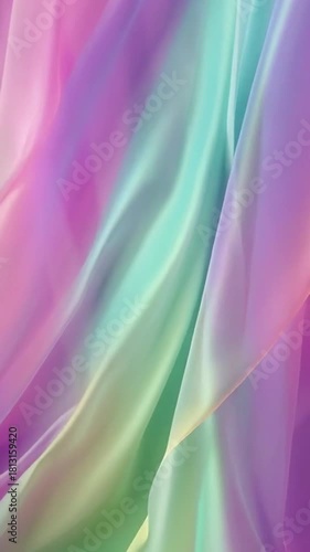 Elegant abstract background with smooth, flowing pastel waves in shades of pink, purple, green, and light blue, creating a dreamy texture.