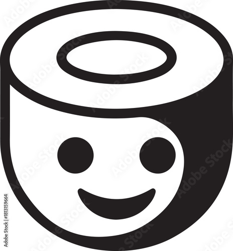 Smiling sushi roll icon