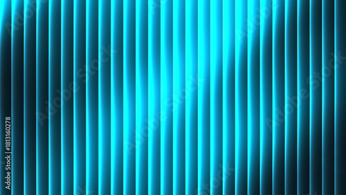 Liquid wavy stripes, neon cyan reeded glass texture abstract vector background for modern tech banners.