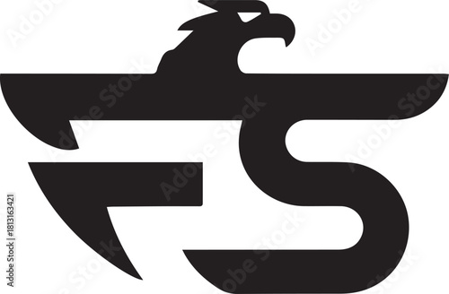 Fs lettermark with eagle head logo
