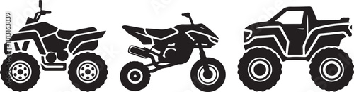Three ATV Silhouettes Side by Side Vector Illustration