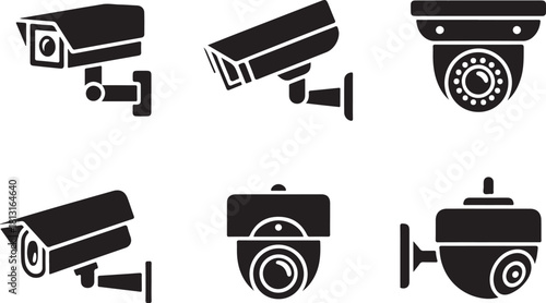 set of Security camera vector silhouette illustration