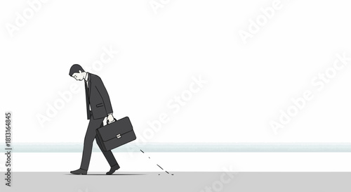 Conceptual illustration of a tired businessman experiencing burnout.