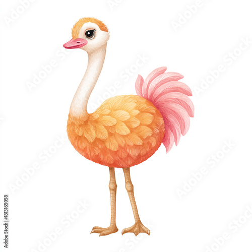 Cute Cartoon Ostrich Illustration for Kids