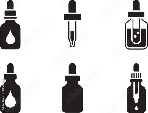 Oil dropper bottle icon vector silhouette illustration isolated on white background