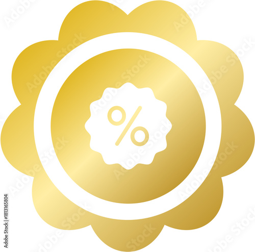 Gold rosette percent discount tag badge for New Year special offer