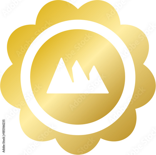 Golden wavy mountain landscape icon for Tet adventure tour