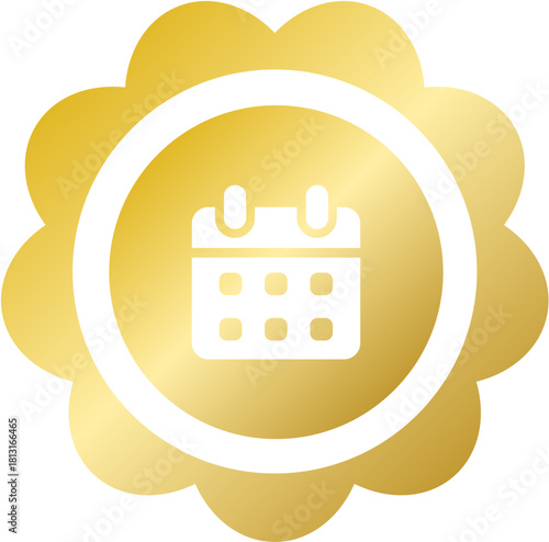 Gold rosette calendar date schedule icon for New Year 2025 plan