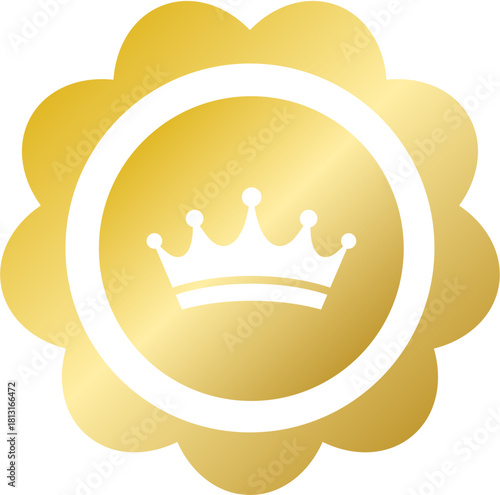 Gold rosette crown king queen icon for VIP premium quality