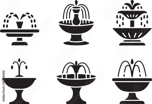 Fountain icon vector silhouette illustration isolated on white background  