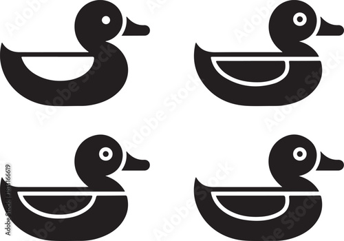 Duck swimming icon and logo silhouette illustration white background 