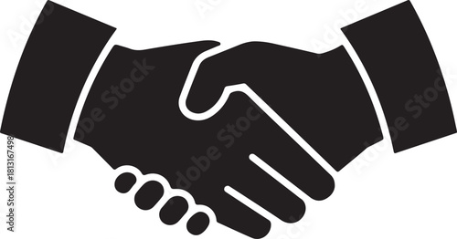Business handshake icon and logo silhouette vector illustration