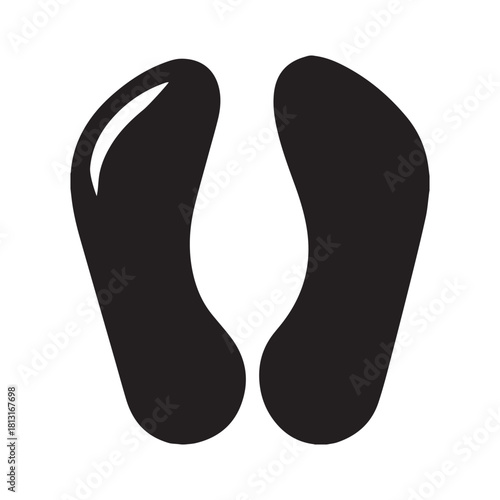 Black silhouette footprints left and right foot simple graphic design element for footwear and walking themes